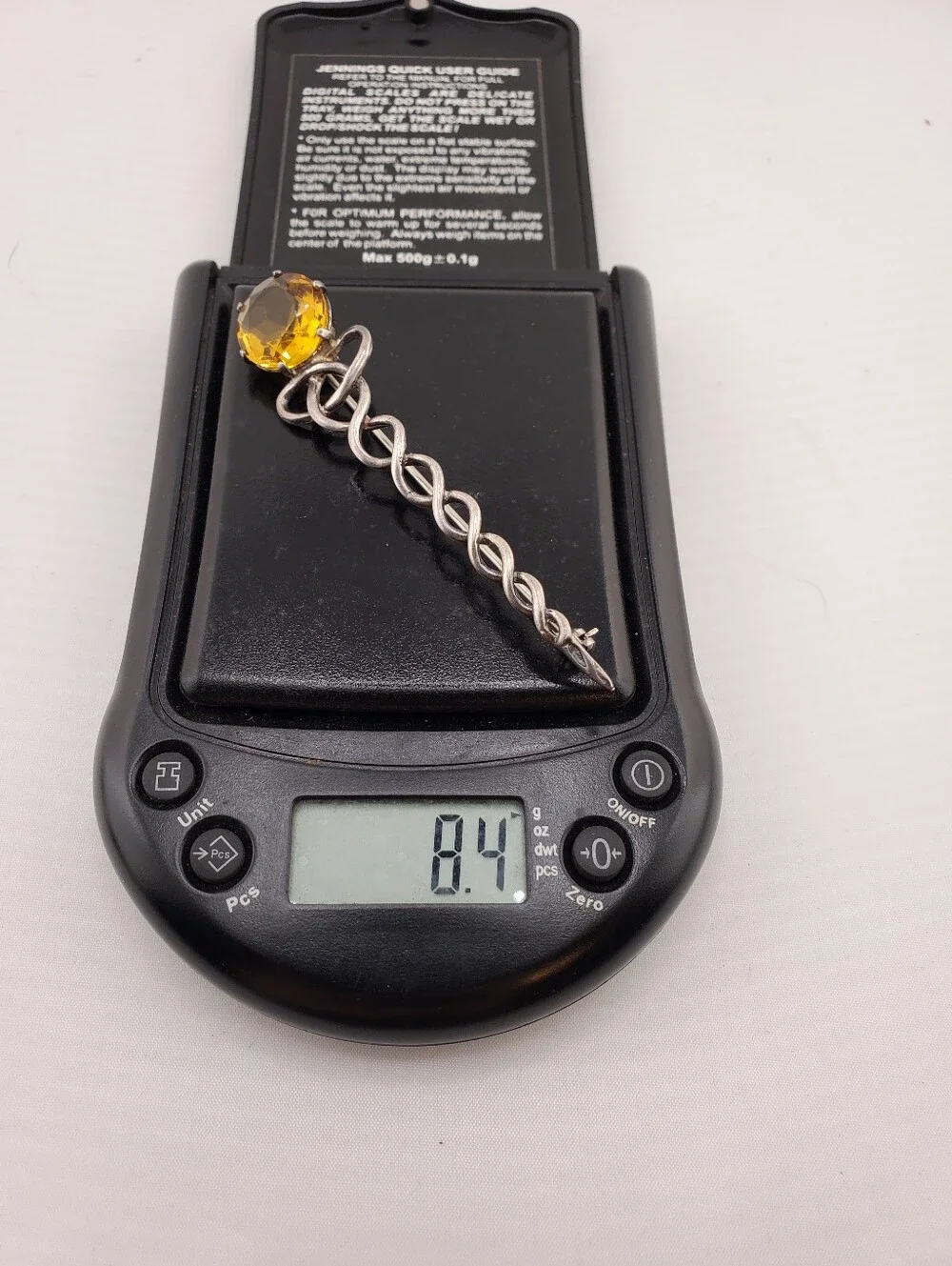 Sterling Citrine Scottish Knot Kilt Pin